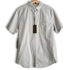 GOODFELLOW & CO. 100% Cotton Short Sleeve Button Down Shirt Grey Men's Sz M Tall